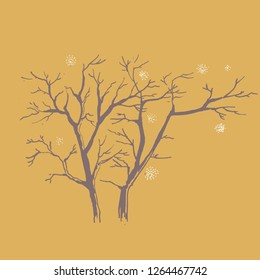 Trunks of bare trees. Graphic drawing.