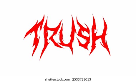 trush text typography metal lettering style vector design for t-shirt print apparel, sticker, poster etc