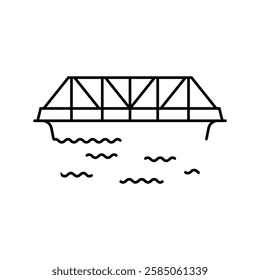 truss bridge line icon vector. truss bridge sign. isolated contour symbol black illustration