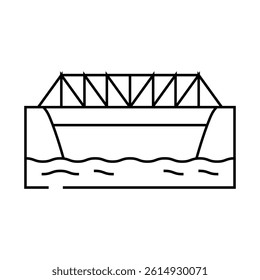 truss bridge line icon vector. truss bridge sign. isolated contour symbol black illustration