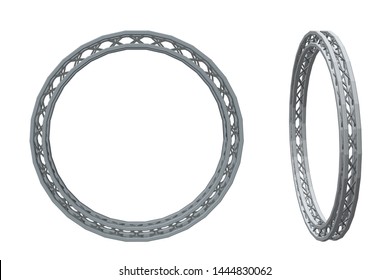 Truss circle. Isolated on white background. 3D Vector illustration. Different viewes.