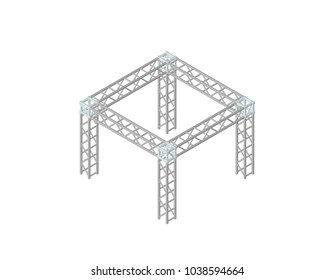 Truss construction. Isolated on white background. 3D Vector illustration. Isometric projection.