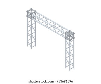 Truss construction. Isolated on white background. 3D Vector illustration. Isometric projection.