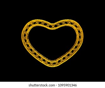 Truss frame in form of heart. Isolated on black background. Vector illustration. Pointillism style.
