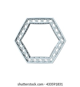 Truss frame in form of hexagon. Isolated on white background.Vector illustration.