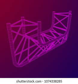 Truss girder element. Wireframe low poly mesh vector illustration.