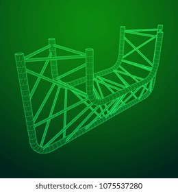 Truss girder element. Wireframe low poly mesh vector illustration.