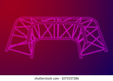 Truss girder element. Wireframe low poly mesh vector illustration.