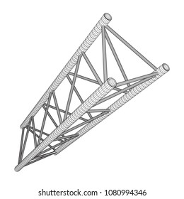 Truss girder element. Wireframe low poly mesh vector illustration.