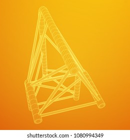 Truss girder element. Wireframe low poly mesh vector illustration.