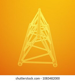 Truss girder element. Wireframe low poly mesh vector illustration.