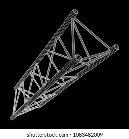 Truss girder element. Wireframe low poly mesh vector illustration.