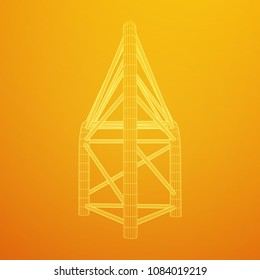 Truss girder element. Wireframe low poly mesh vector illustration.