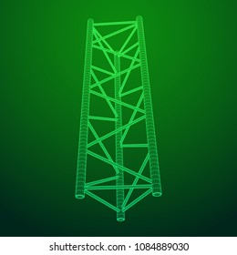 Truss girder element. Wireframe low poly mesh vector illustration.