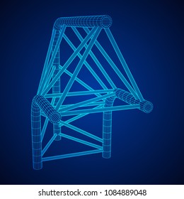 Truss girder element. Wireframe low poly mesh vector illustration.