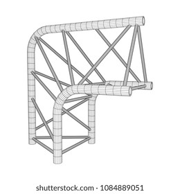 Truss girder element. Wireframe low poly mesh vector illustration.