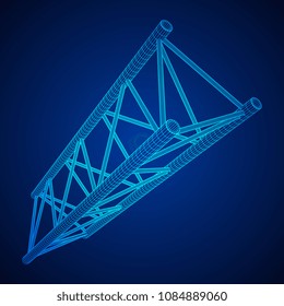 Truss girder element. Wireframe low poly mesh vector illustration.