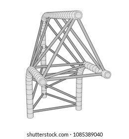 Truss girder element. Wireframe low poly mesh vector illustration.