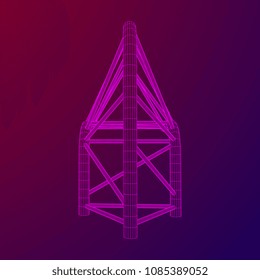 Truss girder element. Wireframe low poly mesh vector illustration.