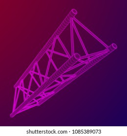 Truss girder element. Wireframe low poly mesh vector illustration.