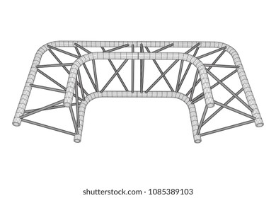 Truss girder element. Wireframe low poly mesh vector illustration.
