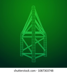 Truss girder element. Wireframe low poly mesh vector illustration.