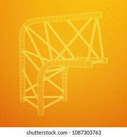 Truss girder element. Wireframe low poly mesh vector illustration.