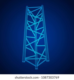 Truss girder element. Wireframe low poly mesh vector illustration.