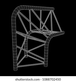 Truss girder element. Wireframe low poly mesh vector illustration.