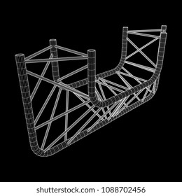 Truss girder element. Wireframe low poly mesh vector illustration.