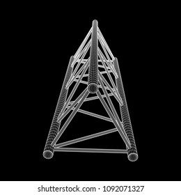 Truss girder element. Wireframe low poly mesh vector illustration.