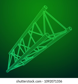 Truss girder element. Wireframe low poly mesh vector illustration.