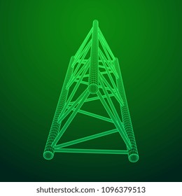 Truss girder element. Wireframe low poly mesh vector illustration.