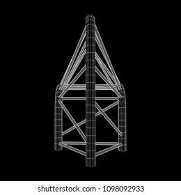 Truss girder element. Wireframe low poly mesh vector illustration.