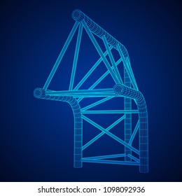 Truss girder element. Wireframe low poly mesh vector illustration.