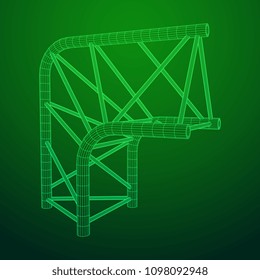 Truss girder element. Wireframe low poly mesh vector illustration.