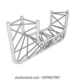 Truss girder element. Wireframe low poly mesh vector illustration.
