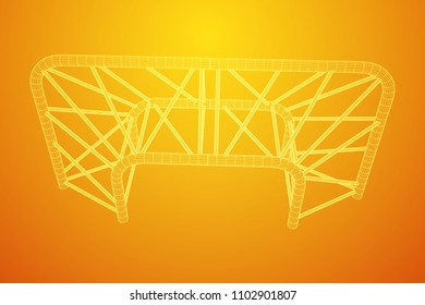 Truss girder element. Wireframe low poly mesh vector illustration.