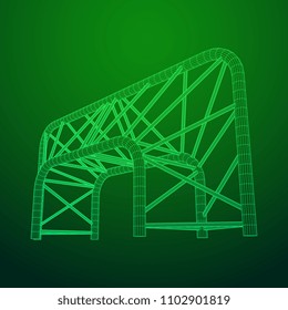 Truss girder element. Wireframe low poly mesh vector illustration.