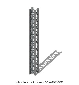 Truss Girder. Isolated On White Background. 3D Vector Illustration. Dimetric Projection.