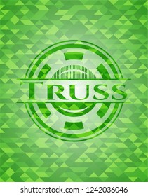 Truss green emblem with mosaic background