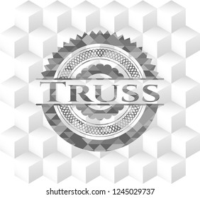 Truss grey emblem. Retro with geometric cube white background