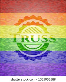 Truss on mosaic background with the colors of the LGBT flag