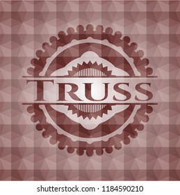 Truss red badge with geometric pattern. Seamless.