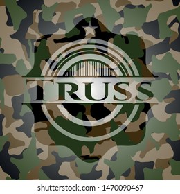 Truss written on a camouflage texture. Vector Illustration. Detailed.