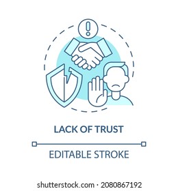 Trust absence concept icon. Manipulative partner. Constant judgement. Relationship reliance issue abstract idea thin line illustration. Vector isolated outline color drawing. Editable stroke