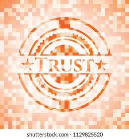 Trust abstract orange mosaic emblem