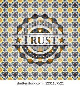 Trust arabic badge. Arabesque decoration.