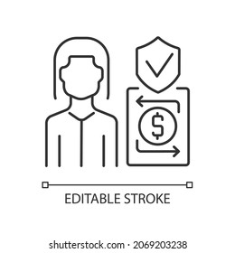 Trust Assistant Linear Icon. Trust Operations Specialist. Customer Responding Employee. Thin Line Customizable Illustration. Contour Symbol. Vector Isolated Outline Drawing. Editable Stroke