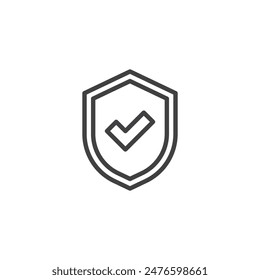 Trust Badge line icon. linear style sign for mobile concept and web design. Shield and checkmark outline vector icon. Symbol, logo illustration. Vector graphics